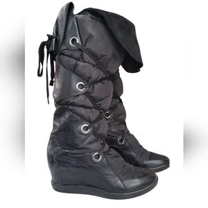 Yohji Yamamoto Y3 knee length strappy padded boots